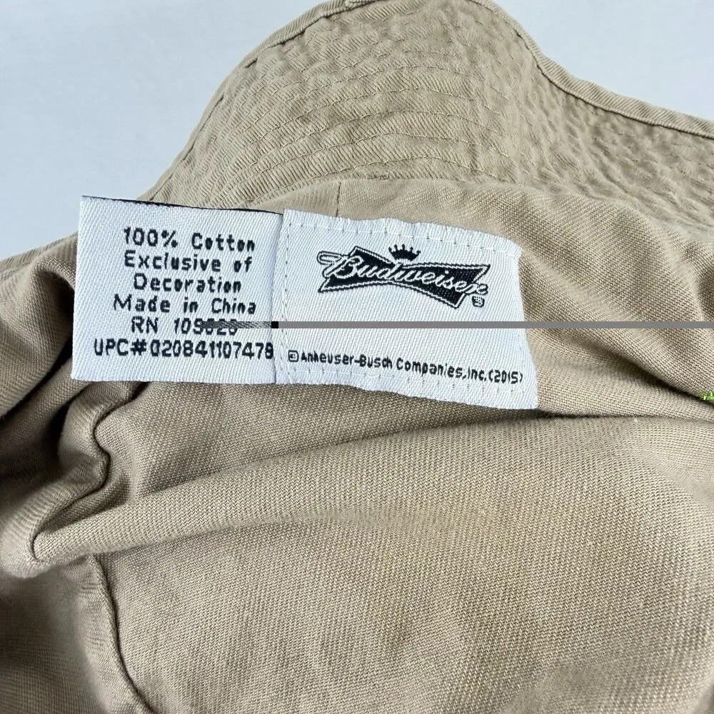 Budweiser Bucket Hat Fishing/Beach Snaps Vented Boonie Hat Khaki